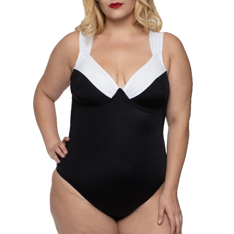 Boyleg bikini sets on sale with a side - slit and a ruffled hem for a more stylish and mobile fitInstantFigure Plus Size Contrast Trim One Piece Swimsuit 13496PC Boyleg bikini sets on sale with a side - slit and a ruffled hem for a more stylish and mobile fitInstantFigure Plus Size Contrast Trim One Piece Swimsuit 13496PC