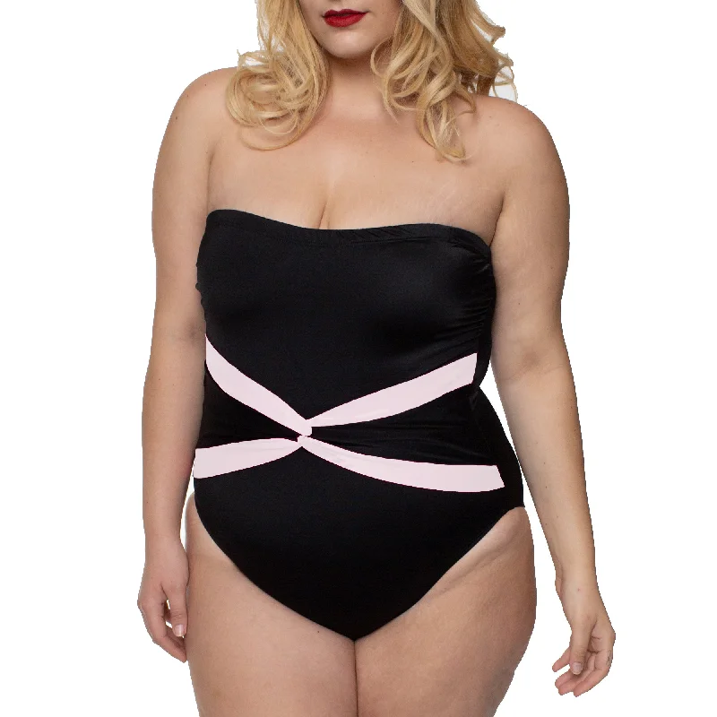 Monokini swimsuits on sale with a cut - out design and a high - leg for a daring and edgy beach lookInstantFigure Plus Size Contrast Twist Front One Piece Swimsuit 13559PC Monokini swimsuits on sale with a cut - out design and a high - leg for a daring and edgy beach lookInstantFigure Plus Size Contrast Twist Front One Piece Swimsuit 13559PC
