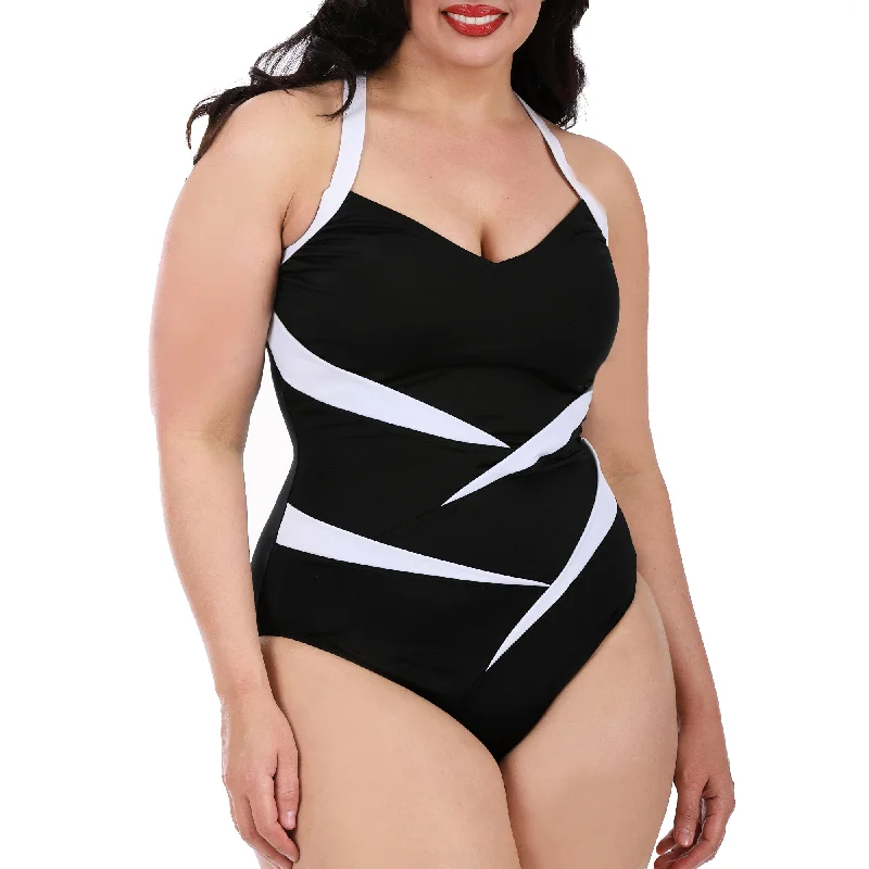 Bikini sets on sale with a cut - out side and a tie - detail for a sexy and modern styleInstantFigure Plus Size Two-Tone One Piece Swimsuit 13306PC Bikini sets on sale with a cut - out side and a tie - detail for a sexy and modern styleInstantFigure Plus Size Two-Tone One Piece Swimsuit 13306PC