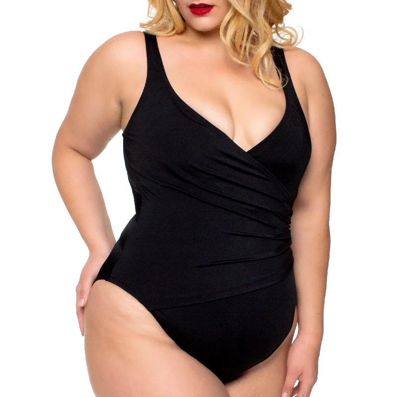 Metallic - finish one - piece swimsuits on sale for a glamorous and shiny beach lookInstantFigure Plus Size Wrap One Piece Swimsuit 13443PC Metallic - finish one - piece swimsuits on sale for a glamorous and shiny beach lookInstantFigure Plus Size Wrap One Piece Swimsuit 13443PC