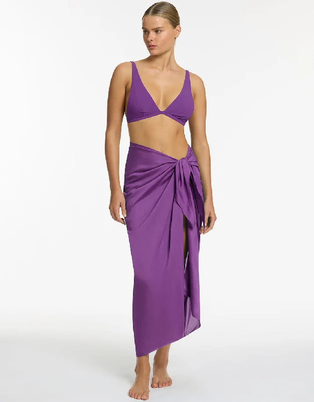 Ruffled bikini bottoms with a high - low hem on saleJetset Sarong - Amethyst