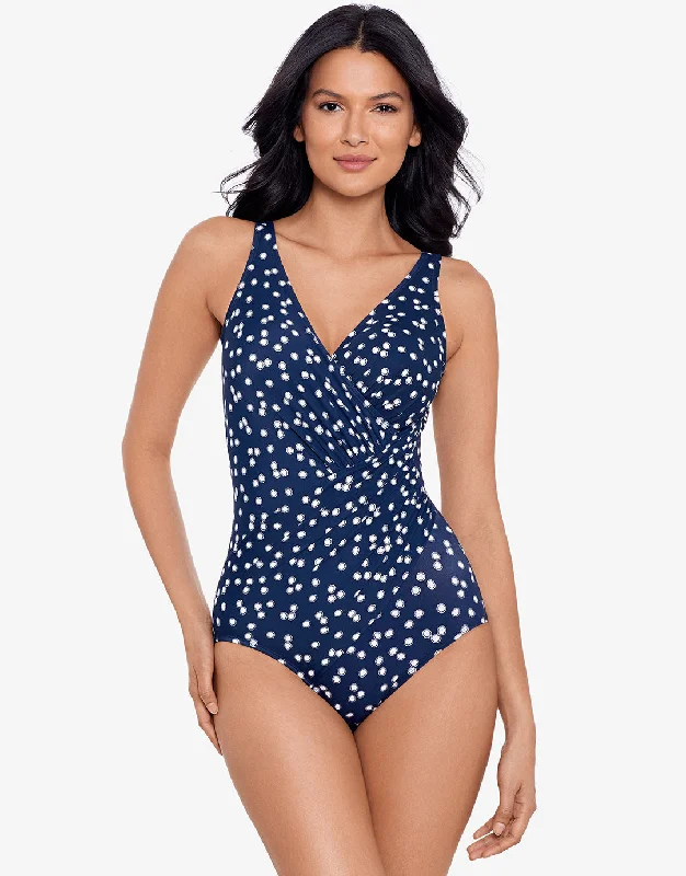 Bikini sets on sale with a drawstring top and bottoms for a customizable fitLuminaire Oceanus Swimsuit - Navy Spot Bikini sets on sale with a drawstring top and bottoms for a customizable fitLuminaire Oceanus Swimsuit - Navy Spot