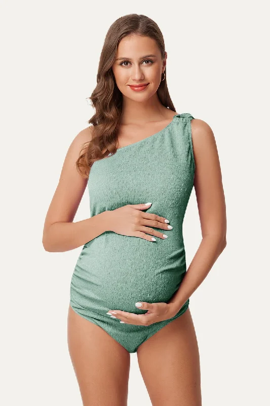 One - shoulder one - piece swimsuits on promotion for a trendy and unique beach appearanceMaternity One Shoulder Ring Linked Swimsuit | One Piece Bathing Suit One - shoulder one - piece swimsuits on promotion for a trendy and unique beach appearanceMaternity One Shoulder Ring Linked Swimsuit | One Piece Bathing Suit