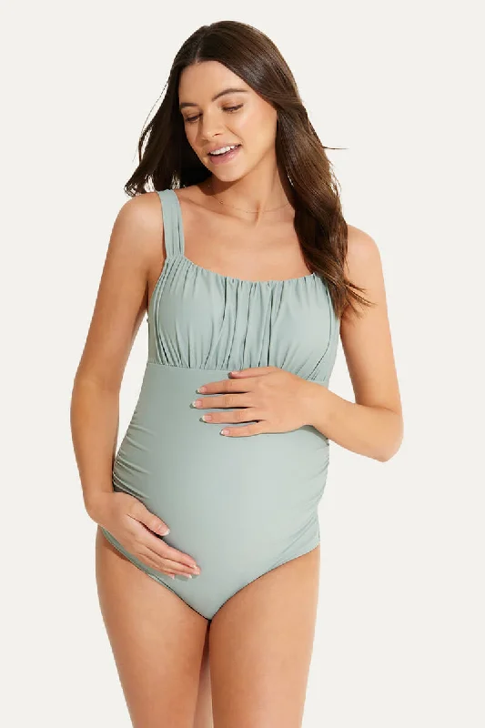 High - neck bikini tops on sale for a more modest and elegant lookOne Piece Ruching Front Maternity Swimsuit | Back Bow Knot Pregnancy Swimwear High - neck bikini tops on sale for a more modest and elegant lookOne Piece Ruching Front Maternity Swimsuit | Back Bow Knot Pregnancy Swimwear