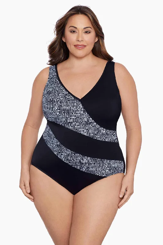 Printed mesh bikini bottoms on discount for a trendy and breathable beach optionPlus Size Faux Surplice Tank Long Torso One Piece Swimsuit Madison Square Printed mesh bikini bottoms on discount for a trendy and breathable beach optionPlus Size Faux Surplice Tank Long Torso One Piece Swimsuit Madison Square