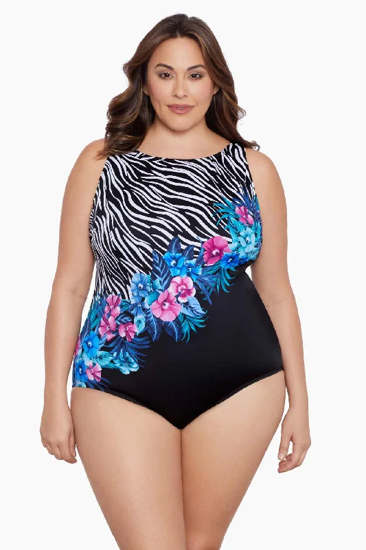 Printed sheer bikini tops on sale for a daring and sexy beach appearancePlus Size Panel Scoopback Highneck Tank Long Torso One Piece Swimsuit Glamour Floral Printed sheer bikini tops on sale for a daring and sexy beach appearancePlus Size Panel Scoopback Highneck Tank Long Torso One Piece Swimsuit Glamour Floral
