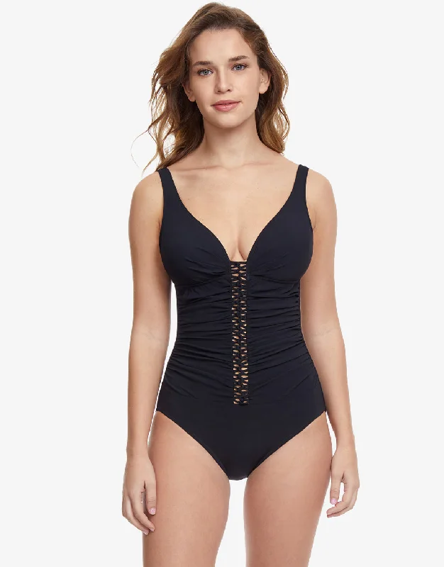 Monokini - style swimsuits on discount with a unique cut, a high - neck, and a cut - out side for a sophisticated and modern beach lookProfile Twist D Cup Plunge V Neck Swimsuit - Black Monokini - style swimsuits on discount with a unique cut, a high - neck, and a cut - out side for a sophisticated and modern beach lookProfile Twist D Cup Plunge V Neck Swimsuit - Black