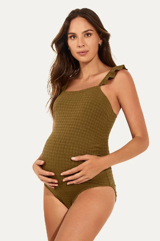 Monokini swimsuits on sale with a cut - out design for a daring and edgy beach lookRuffle Strap Maternity One-Piece Swimsuit Monokini swimsuits on sale with a cut - out design for a daring and edgy beach lookRuffle Strap Maternity One-Piece Swimsuit