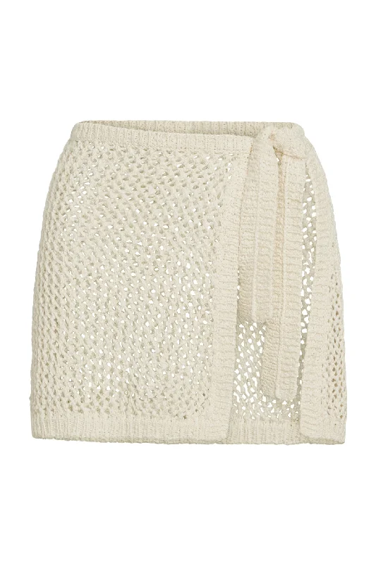 Halter neck bikini sets on sale with a knot detail at the back, a high - waisted bottom, and a ruffled trim for a stylish and feminine beach lookSanta Marta Sarong - Ivory Petit Crochet