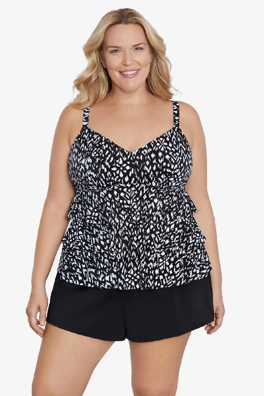 One - piece swimsuits on sale with a cut - out side for a modern lookPlus Size Triple Tier Tankini Top Komodo Island One - piece swimsuits on sale with a cut - out side for a modern lookPlus Size Triple Tier Tankini Top Komodo Island