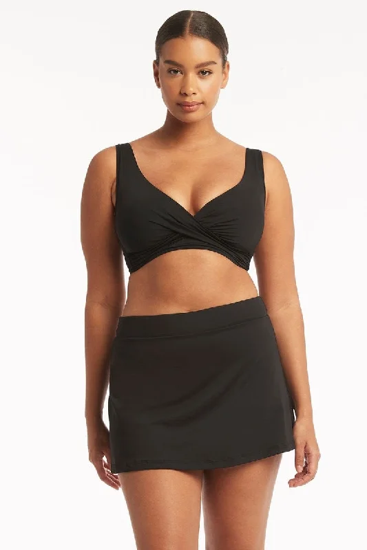 Longline bikini sets on promotion with a supportive top and high waisted bottoms for a structured lookEco Essentials Swim Skirt Longline bikini sets on promotion with a supportive top and high waisted bottoms for a structured lookEco Essentials Swim Skirt