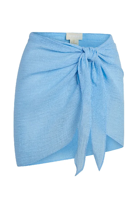 Swimdress - style swimsuits on discount for a modest and stylish beach optionSouth Beach Sarong - Ibiza Blue Crinkle Linen Swimdress - style swimsuits on discount for a modest and stylish beach optionSouth Beach Sarong - Ibiza Blue Crinkle Linen