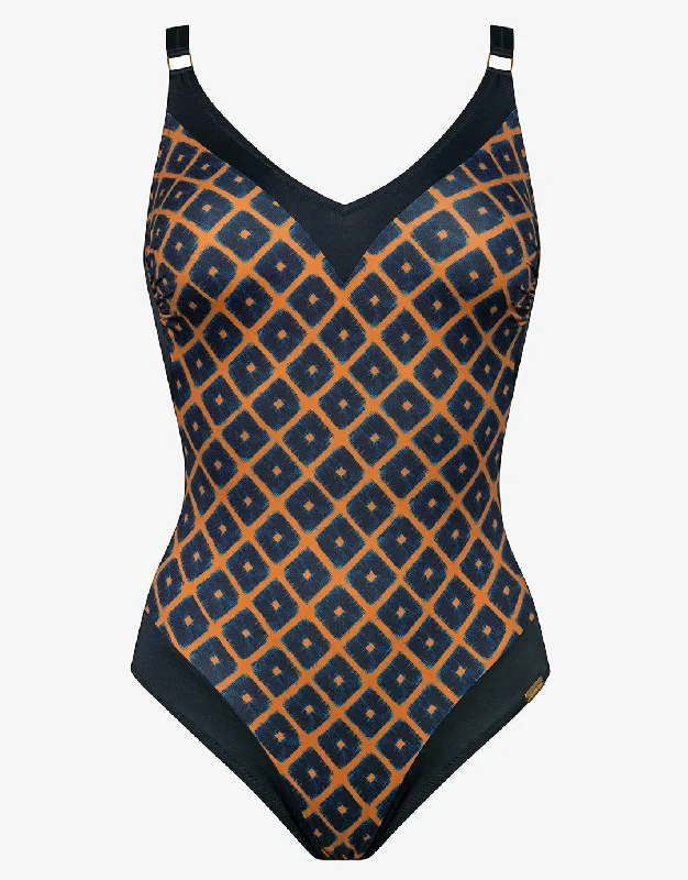 Low - rise bikini sets on sale with a cheeky bottom and a bandeau top for a more revealing styleTobacco Fields V Neck Swimsuit - Tabac Black Low - rise bikini sets on sale with a cheeky bottom and a bandeau top for a more revealing styleTobacco Fields V Neck Swimsuit - Tabac Black