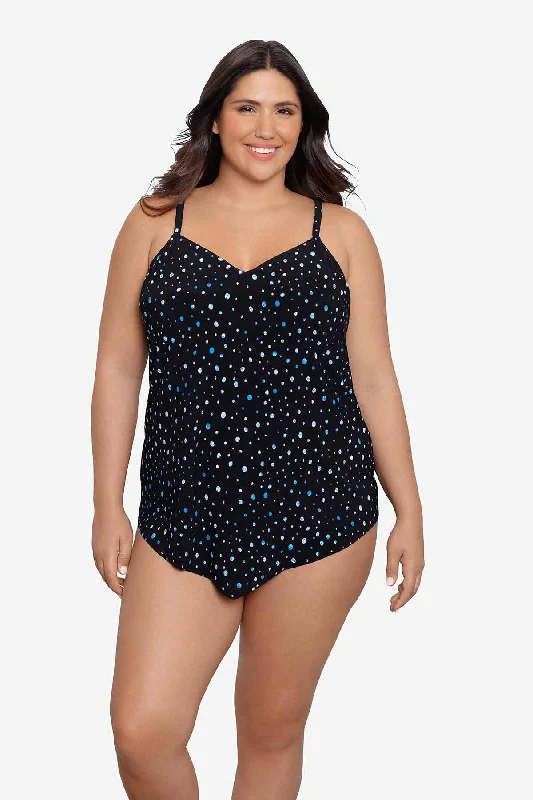 Cut - out one - piece swimsuits on discount with a halter neck for a unique stylePlus Size Hank Tankini Top Galaxy Dot Cut - out one - piece swimsuits on discount with a halter neck for a unique stylePlus Size Hank Tankini Top Galaxy Dot