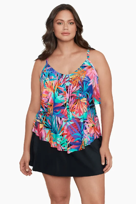 Bra - style bandeau bikini tops on special offer for added supportPlus Size Ronnie Tankini Top Layered Jungle Bra - style bandeau bikini tops on special offer for added supportPlus Size Ronnie Tankini Top Layered Jungle
