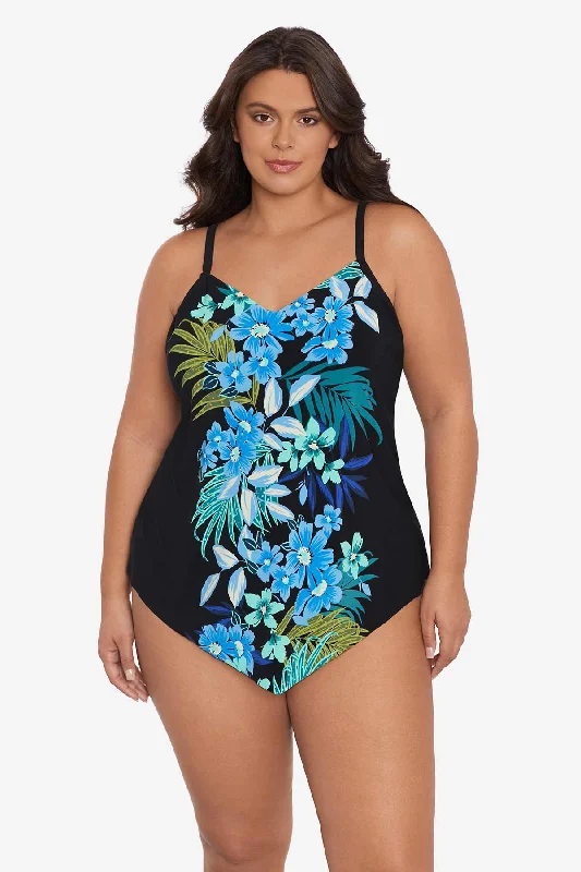 Tie - dye printed bikini tops on sale in a ombre effect for a trendy lookPlus Size Hank Tankini Top Fern Delight Tie - dye printed bikini tops on sale in a ombre effect for a trendy lookPlus Size Hank Tankini Top Fern Delight