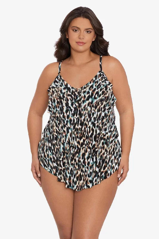 Sports bikini sets on discount with a compression fit for active water sportsPlus Size Rachel Tankini Top Leopard In The Mist Sports bikini sets on discount with a compression fit for active water sportsPlus Size Rachel Tankini Top Leopard In The Mist