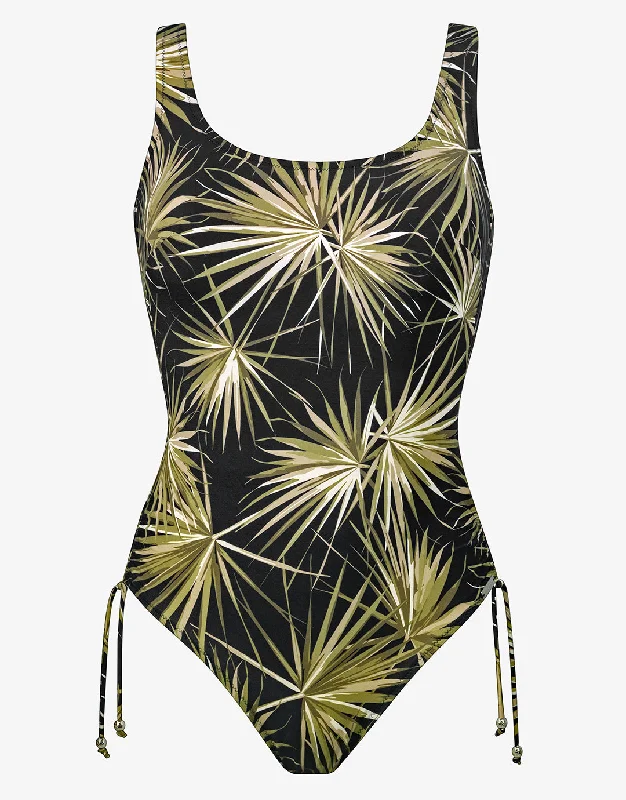 Ruffled one - shoulder one - piece swimsuits on sale for a feminine and elegant beach styleYucca Flash Inclusive Fit Swimsuit - Black Khaki Ruffled one - shoulder one - piece swimsuits on sale for a feminine and elegant beach styleYucca Flash Inclusive Fit Swimsuit - Black Khaki