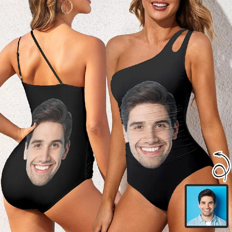 Custom Big Funny Face Women's One Shoulder Keyhole One Piece Swimsuit Custom Picture Bathing Suit Custom Big Funny Face Women's One Shoulder Keyhole One Piece Swimsuit Custom Picture Bathing Suit