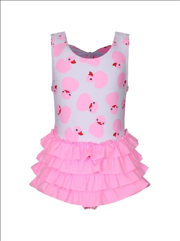 Girls Duckies in the Sea One Piece Swimsuit