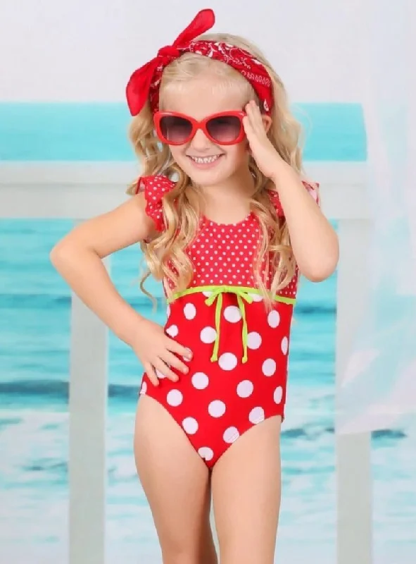 Girls Let's Connect the Dots Together One Piece Swimsuit