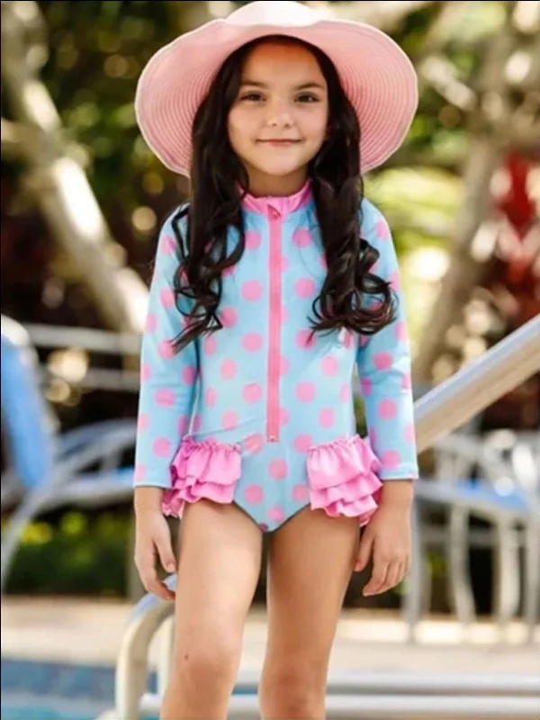 Girls Just Wanna Have Fun Rash Guard One Piece Swimsuit