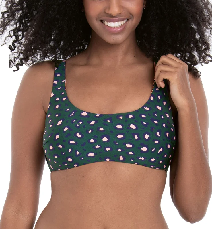 Anita Tropical Sunset Wika Reversible Scoop Neck Bikini Top (8714-1) - Deep Lagoon