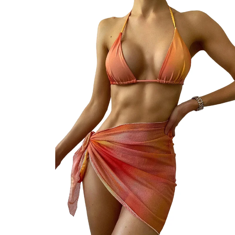 3 Pack Ombré Dawn Bikini & Wrap Set
