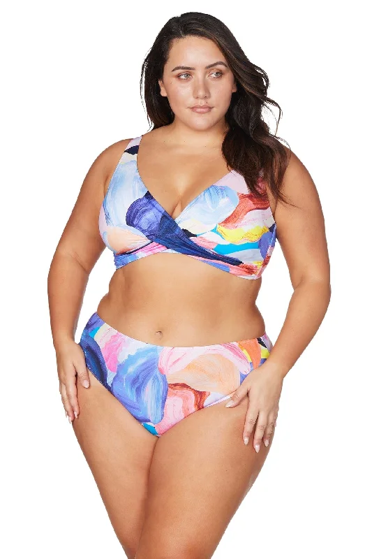 Arte A La Rue Purple Monet Curve Fit Mid Rise Swim Pant