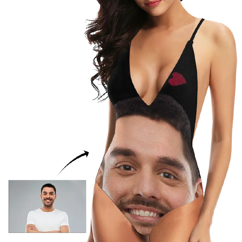 Custom Swimsuit Face Heart Women's One Piece Sexy Swimsuit