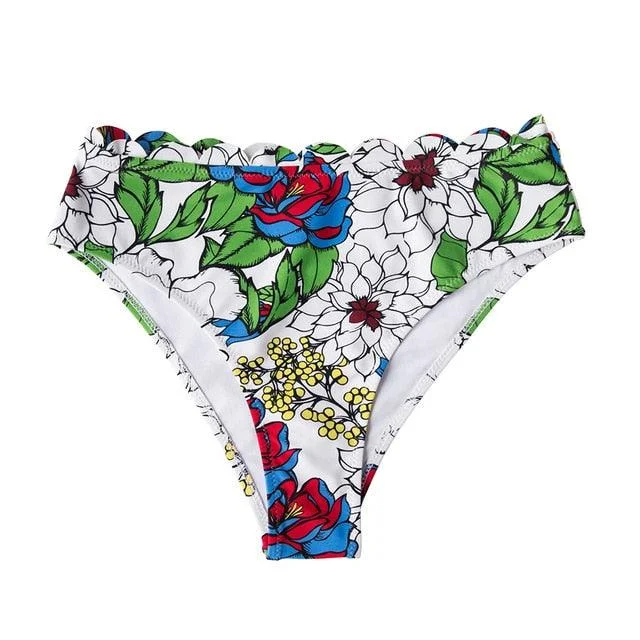 Cute Tropical Floral Scallop Mid Waist Bikini Bottom - Women Sexy Single Panties Briefs (D28)(TSP4)(TB8D)(TSP1)(TSP3) Cute Tropical Floral Scallop Mid Waist Bikini Bottom - Women Sexy Single Panties Briefs (D28)(TSP4)(TB8D)(TSP1)(TSP3)