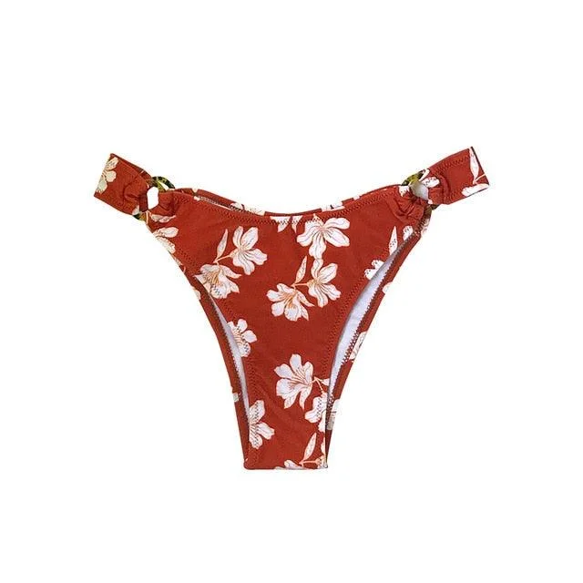 Floral O-Rings Low-waist Bikini Bottom - Women Sexy Single Panties Briefs (D28)(TSP4)(TB8D) Floral O-Rings Low-waist Bikini Bottom - Women Sexy Single Panties Briefs (D28)(TSP4)(TB8D)