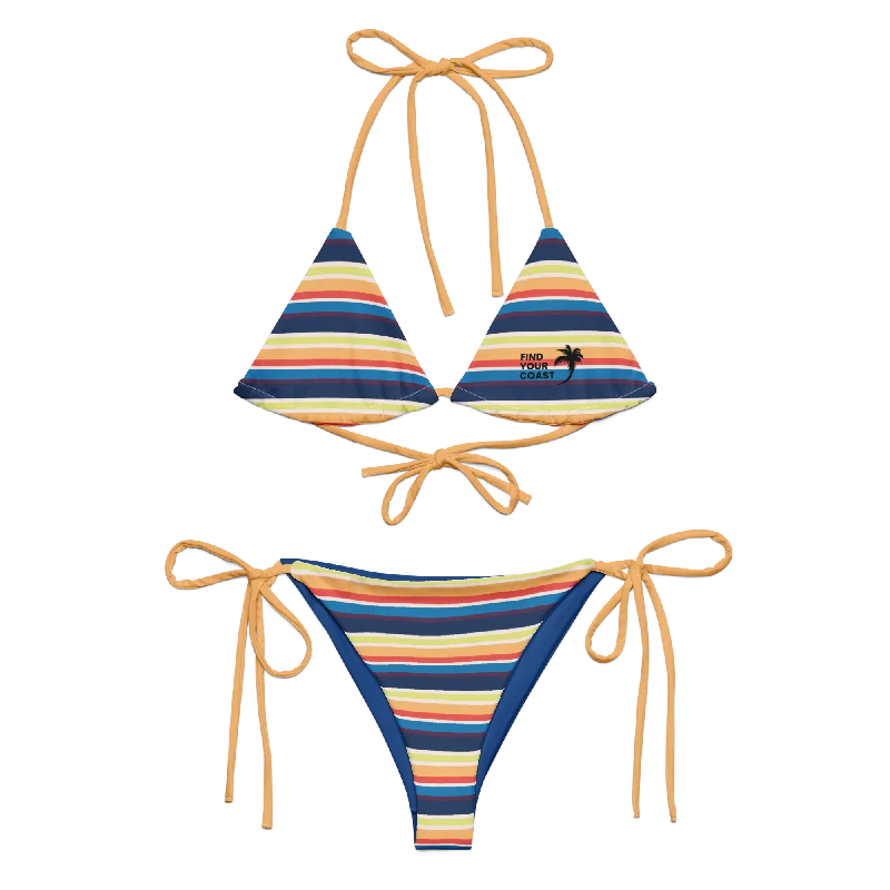 Find Your Coast® Lucy Stripe UPF 50 Recycled String Bikini